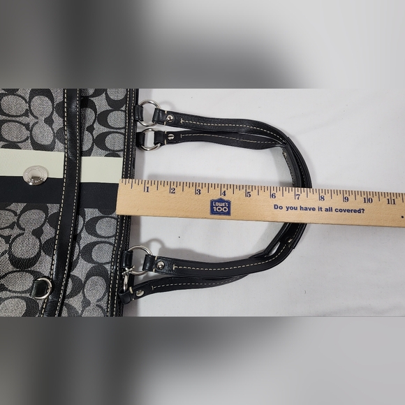 Coach Heritage Signature Chelsea Stripe Tote No. J0973-F14477 Gray Black Blue - Picture 14 of 16